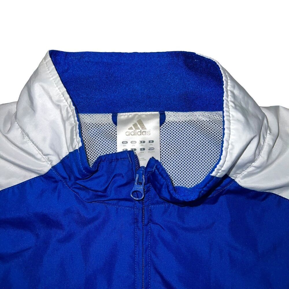 Adidas Track Jacket Adult 2XL Full Zip Blue White One Stripe Mesh Lined y2k - Picture 5 of 7